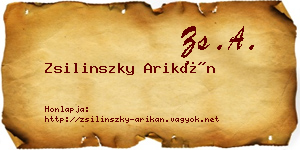 Zsilinszky Arikán névjegykártya